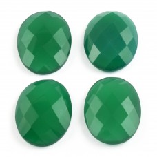 Green onyx oval rosecut flat back gemstone